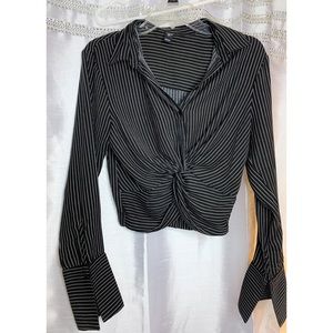 Windsor long sleeve, pin striped crop top